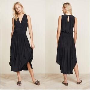 RAMY BROOK | Black Hailey Dress Curved Hem Midi Cocktail Dress | Size Large
